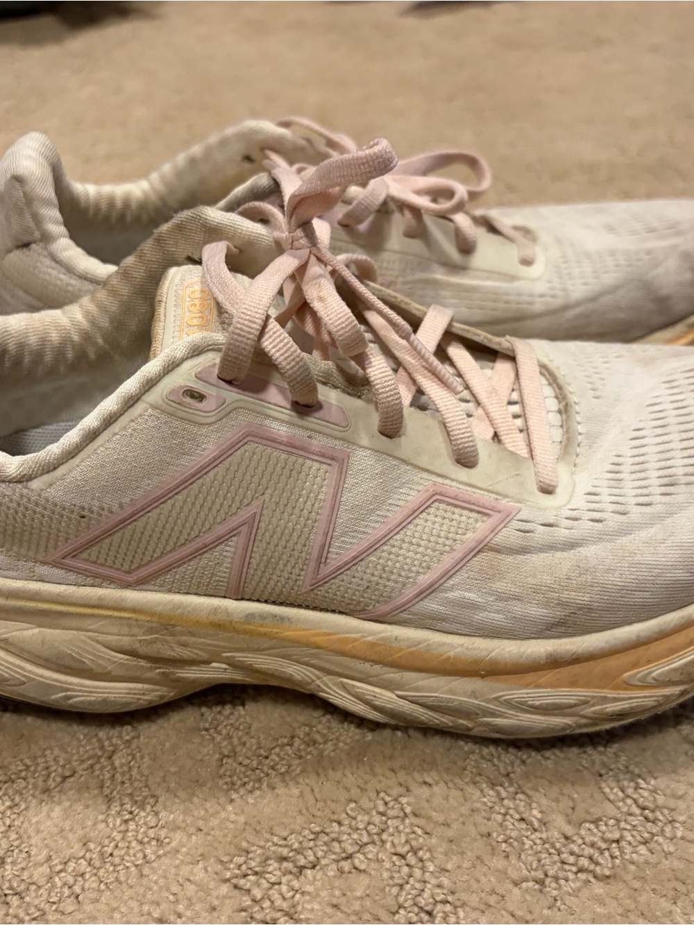 New Balance Women's Running Sneakers - Pale Pink and White